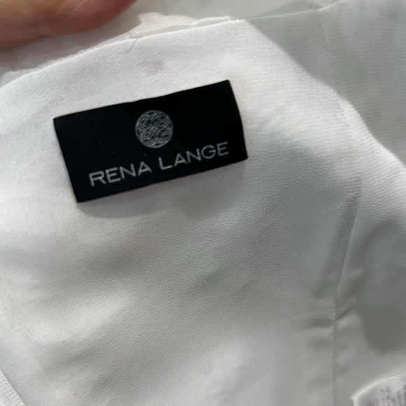 Rena Lange white dress, cotton lace and organza, size 10 - Picture 4 of 9